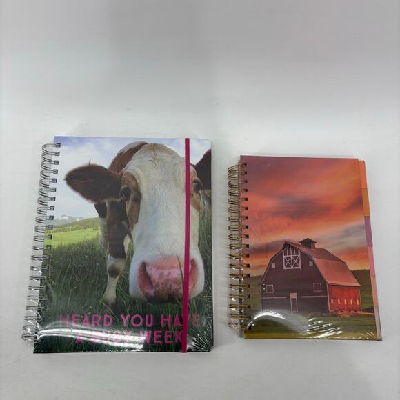 Bella Bug Notebooks Lot of 2 Spiral Journals Tabs Cow Farm Sunset - Picture 10 of 10